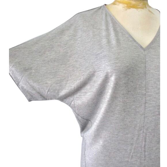 White House Black Market Mercury Silver Foil V-Neck Dolman Top - Small Petite - Picture 3 of 16
